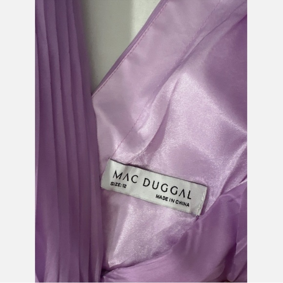 NEW IEENA Mac Duggal [ 12 ] Pleated Ruffle Cap Sleeve‎ Flowy A Gown Lilac Purple - Picture 5 of 16